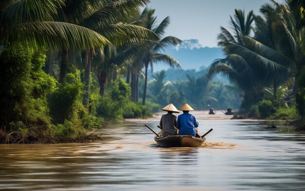 Navigation de plaisance dans le delta du Mékong au Vietnam Generative AI