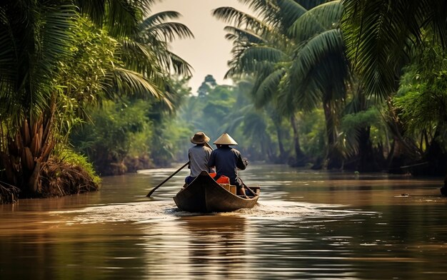 Navigation de plaisance dans le delta du Mékong au Vietnam Generative AI