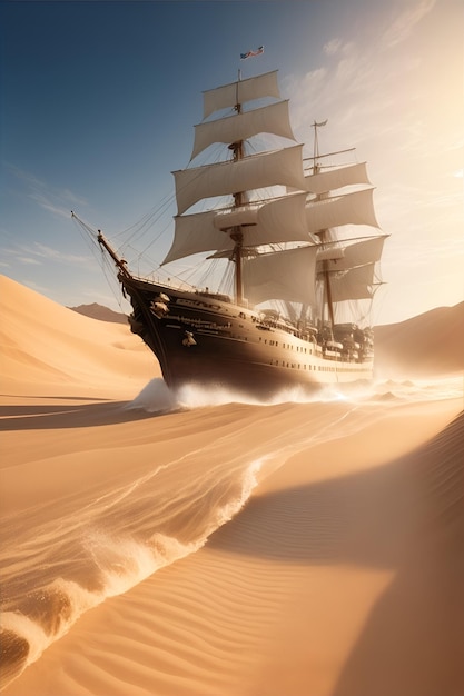 Le navire dans la mer de sable
