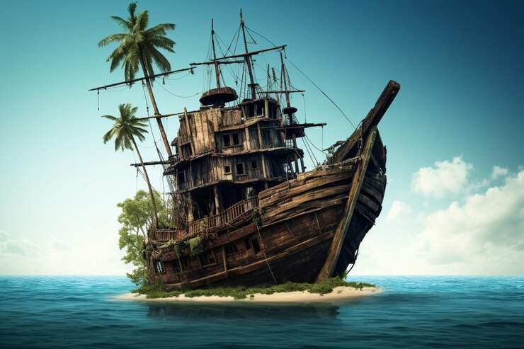 Photo un navire avec une île tropicale
