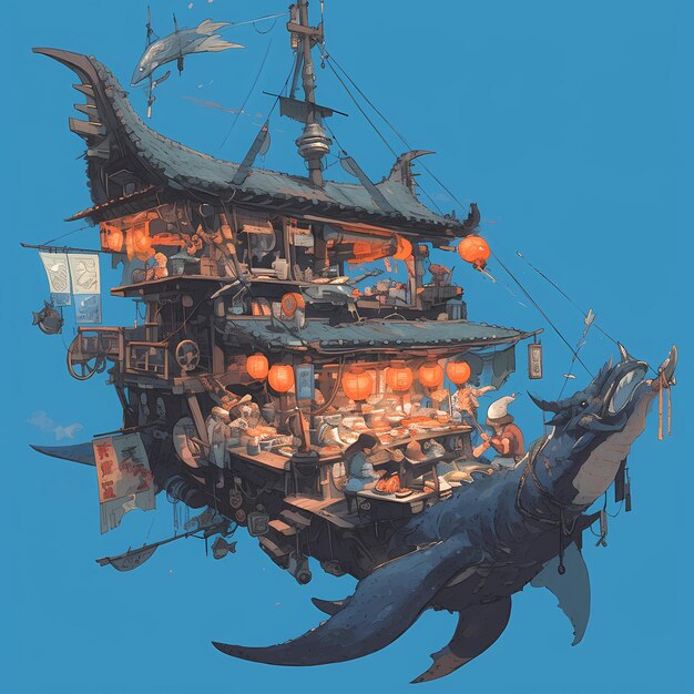 Le navire pirate japonais: une expérience de restaurant de fruits de mer flottant