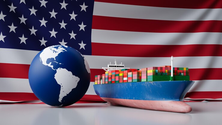 Photo les navires de fret d'importation et d'exportation et le contexte économique des amériques