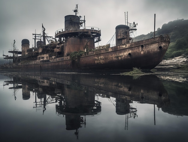 Navires de guerre coulés de la flotte fantôme dans le port