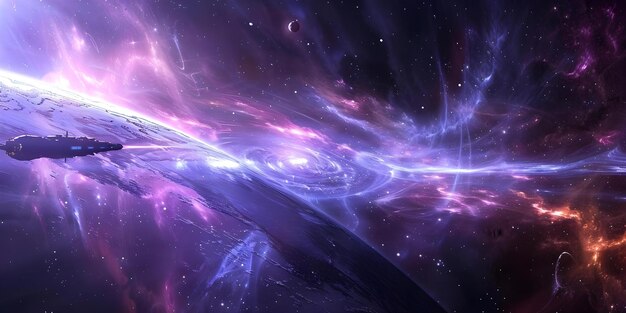 Navires spatiaux explorant l'univers découvrant des constellations des comètes en orbite autour du monde voyageant à travers la galaxie Concept Exploration spatiale Constellations Comètes Voyage dans les galaxies Navires Spatiaux