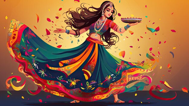 Navratri est une illustration vectorielle du festival de garba indien.