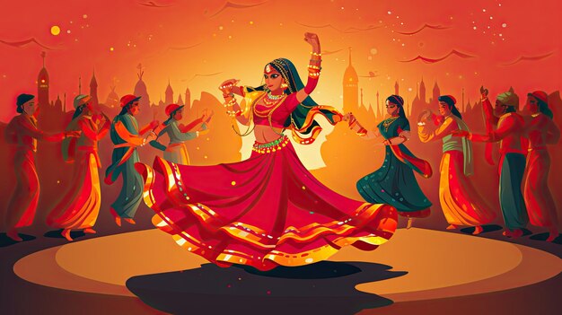 Navratri est une illustration vectorielle du festival de garba indien.