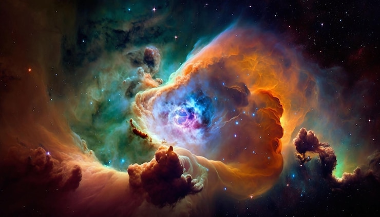 Photo une nébuleuse aux couleurs vibrantes et aux gaz tourbillonnants generative ai