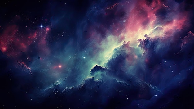 Nébuleuse cosmique arrière-plan couleurs vives et détails complexes remplissant l'univers céleste et une toile de fond impressionnante