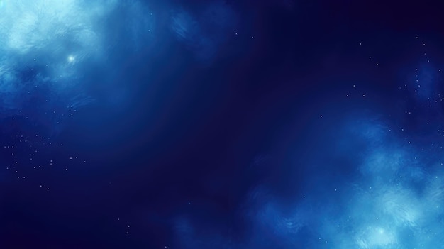 Nébuleuse cosmique éthérée avec des étoiles dans des nuances de fond bleu