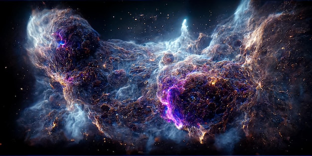 Nébuleuse et galaxies dans l'espace 3D