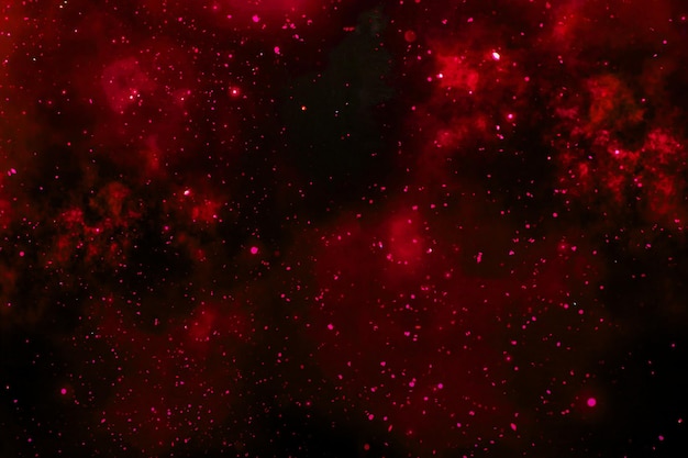 Nébuleuse rouge dans l'espace présentant une formation de poussière et de gaz cosmiques