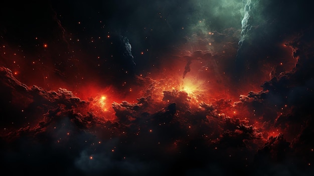Nébuleuse rouge foncé de Crimson Cosmos au milieu d'une profusion d'étoiles argentées