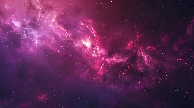 Nébuleuse spatiale majestueuse et vibrante avec des étoiles brillantes brillantes Arrière-plan cosmique coloré et dynamique avec des nuances violettes et roses profondes