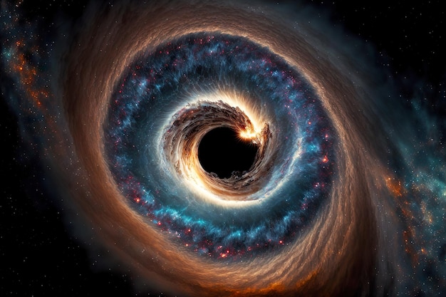 Nébuleuse en spirale dans l'espace sous forme de singularité de trou noir