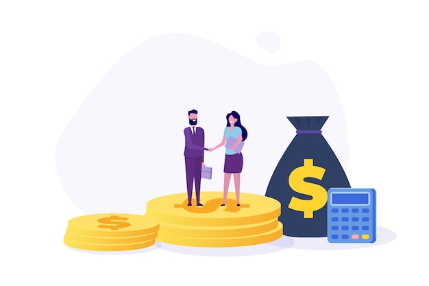 Négociation salariale augmentation de salaire concept de discussion illustrations vectorielles