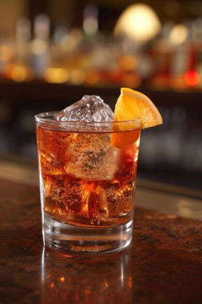 Negroni Un mélange audacieux de gin Campari et de vermouth sucré garni d'une tranche d'orange