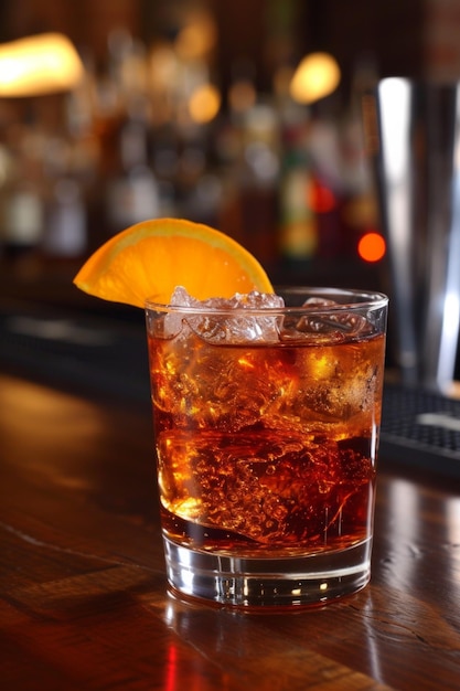 Negroni Un mélange audacieux de gin Campari et de vermouth sucré garni d'une tranche d'orange