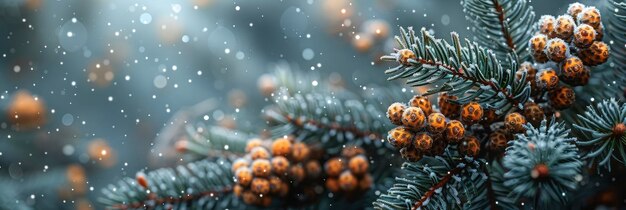 Neige blanche et moelleuse sur une texture de branche de pin photographie professionnelle et lumière