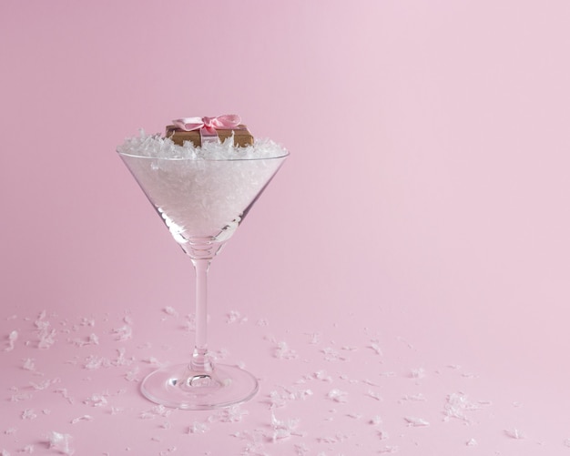 Neige avec coffret cadeau en verre à martini