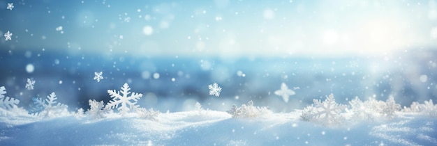 La neige a couvert des flocons de neige de paysage vide tombant bannière de modèle de carte de Noël