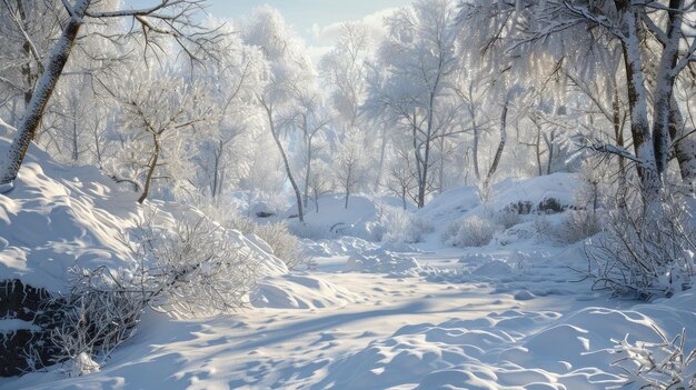 La neige étincelante et la tranquillité de l'hiver