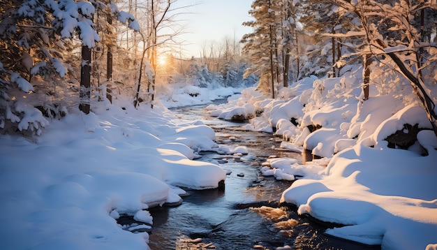 Neige fraîche et soleil doré