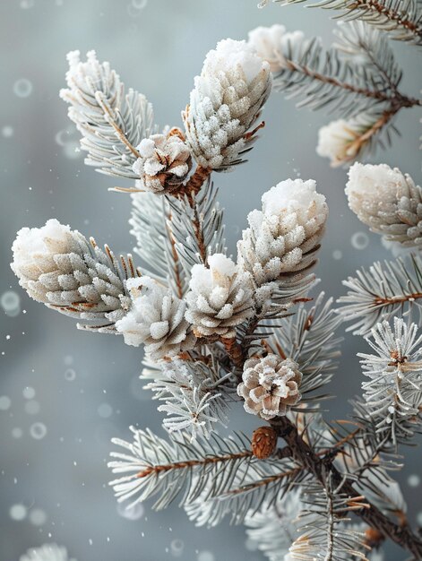 Photo la neige fraîchement tombée sur une branche de pin