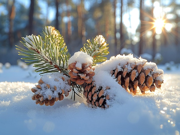 Photo la neige fraîchement tombée sur une branche de pin