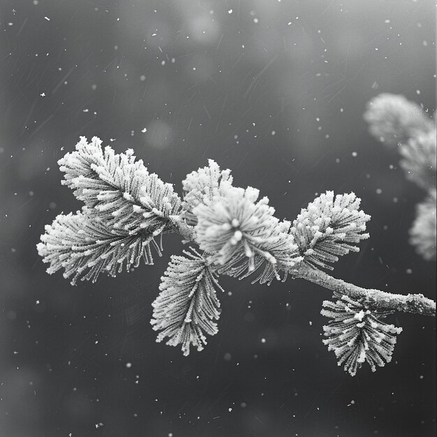 Photo la neige fraîchement tombée sur une branche de pin