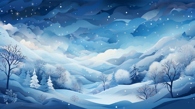 Neige d'hiver et illustration avec des pins et un ciel clair Créé avec generative Ai