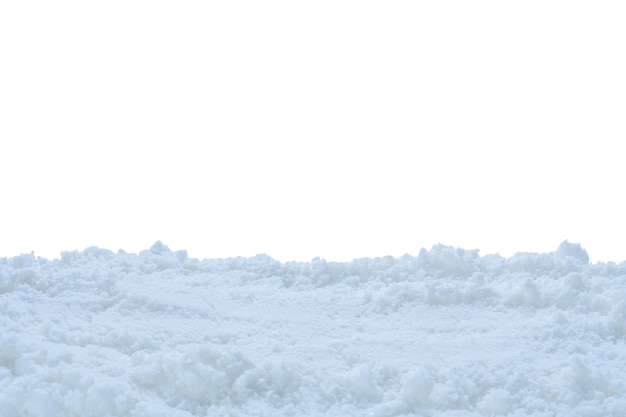 Neige isolée sur fond blanc en gros plan