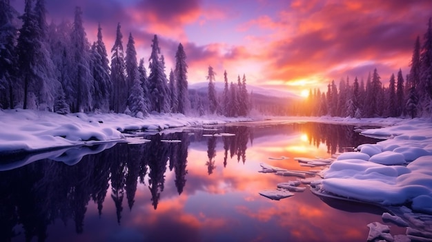 La neige violette est un beau décor HD.