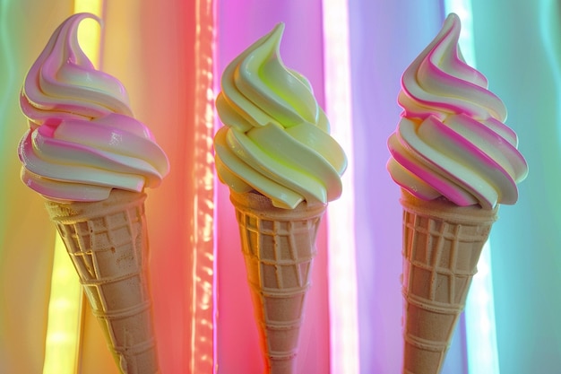 Neon Bite Bright Ice Cream Joy (La joie de la crème glacée au néon)