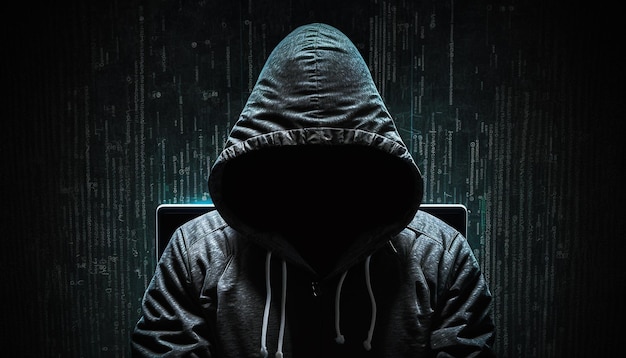 néon dark web hooded hacker cyber illustration numérique IA générative