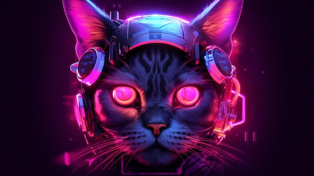 Le néon du chat cyberpunk