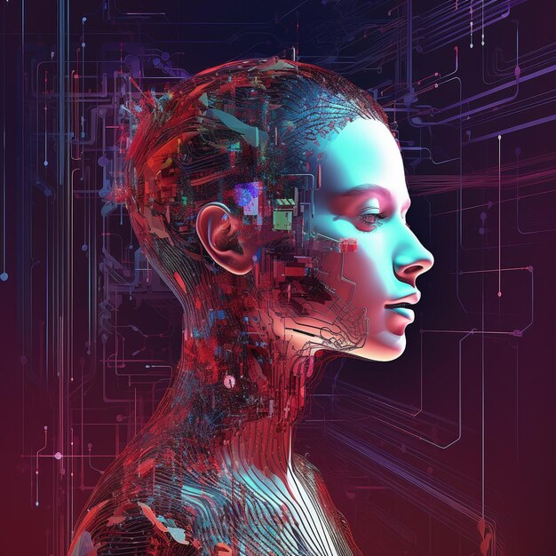 Neon Elegance Une fusion futuriste de cyberfemmes et de portraits éthériques