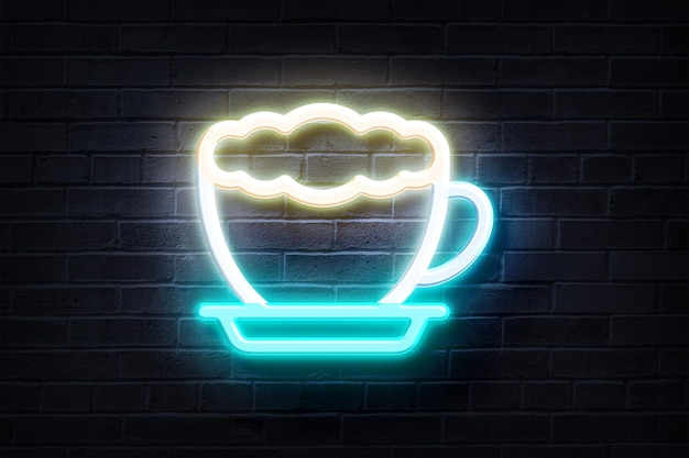 Neon Latte sur un mur de briques