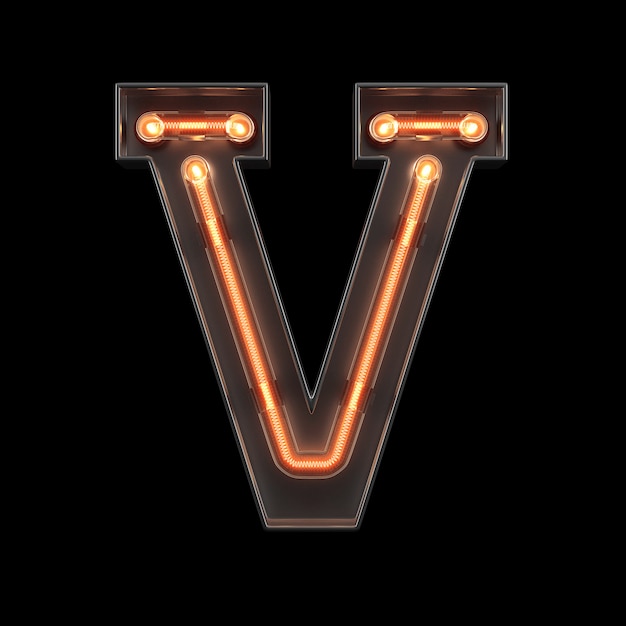 Neon Light Alphabet V