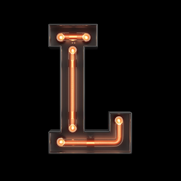 Photo neon light alphabet l