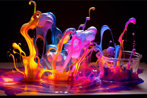 Un néon de peinture liquide coloré