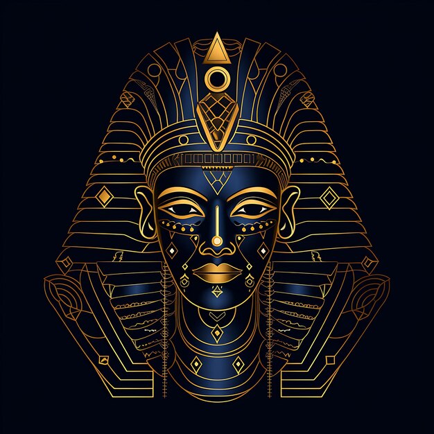 Un néon pharaon d'inspiration ancienne Neo Neon Line Design Art créatif simple et minimal