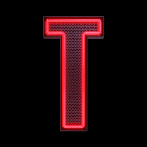 Neon retro Light Alphabet letter T isolé sur un fond noir avec Clipping Path 3d illustration