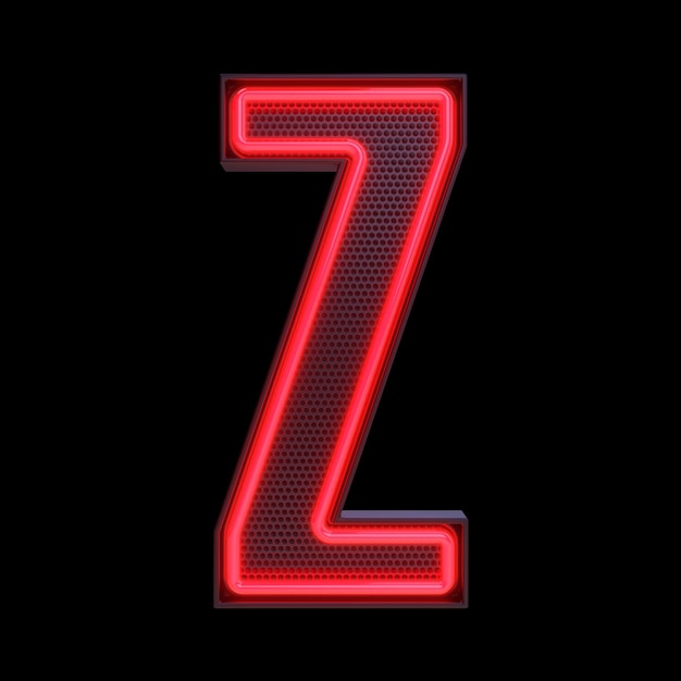 Neon retro Light Alphabet letter Z isolé sur un fond noir avec Clipping Path 3d illustration