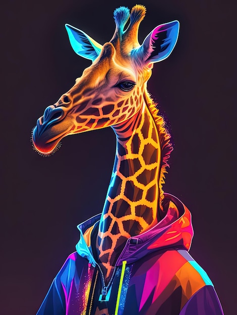 Neon Safari Animaux sauvages dans des couleurs vives pour les logos des T-shirts et des capuchons