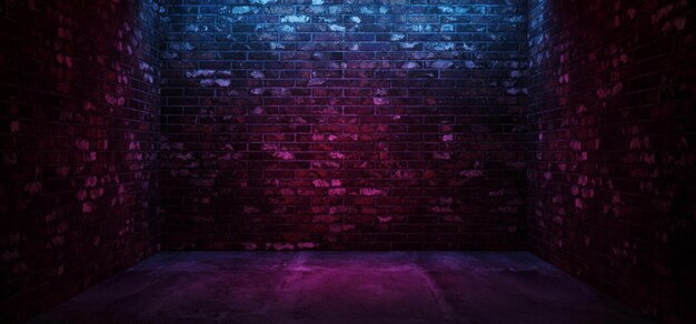 Photo neon sombre rétro lumineux violet rose rouge bleu grunge brique béton espace pour le texte arrière élégant