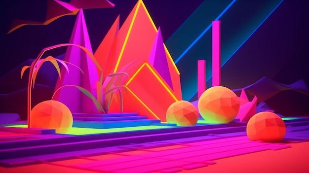 Neon Tropical Synthwave Thème 3D Abstrait