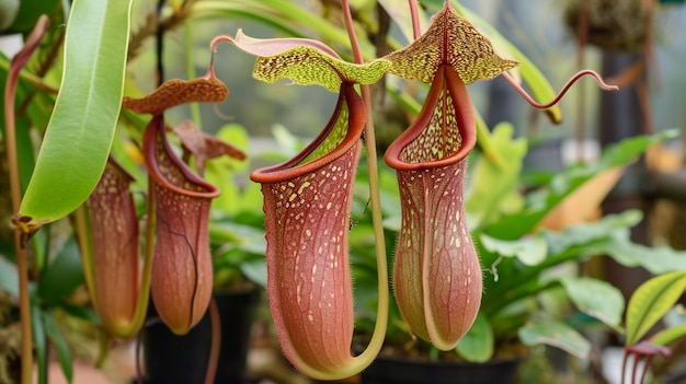 Photo nepenthes plantes de cruche tropicales et coupes de singe génératif ai