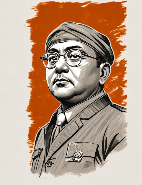 Photo netaji subhash chandra bose sur le fond du drapeau tricolore indien