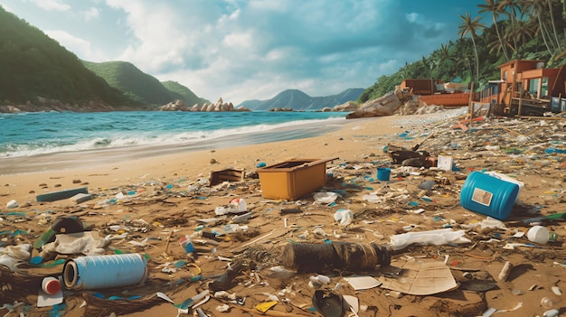 Nettoyage des déchets plastiques sur la plage