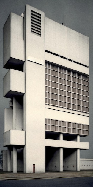 Neu Brutalism building art illustration texture granulaire